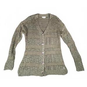 Mudd Olive Green Knit Button-Up Cardigan Sweater Large Y2K